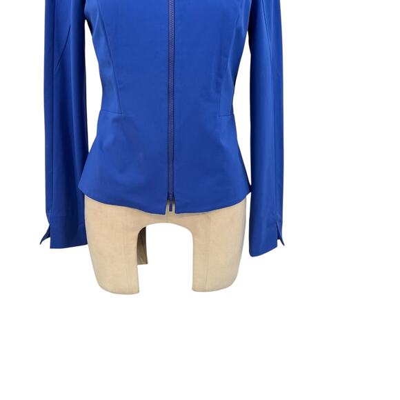 Lafayette 148 New York‎ Blazer Jacket Zip Front Cotton Blend Blue Size 2 - Picture 4 of 11